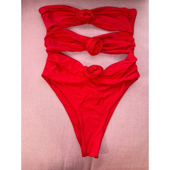 La Reveche Vesna One Piece in Red Large New Womens Cut out Swimsuit - Picture 4 of 12